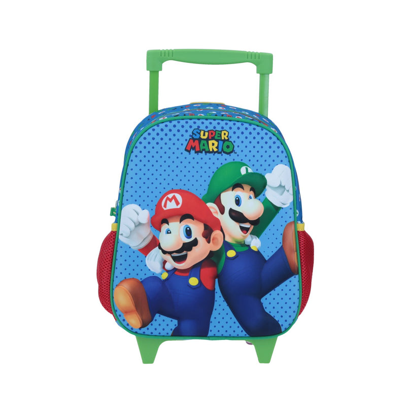 Mochila chica con ruedas Mario & Luigi Azul