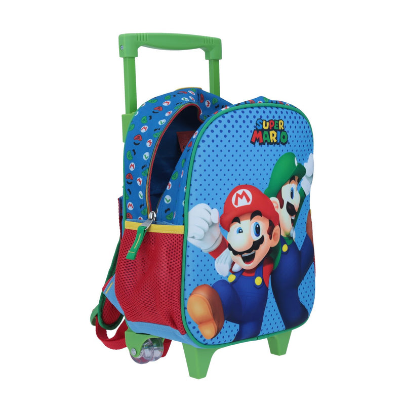 Mochila chica con ruedas Mario & Luigi Azul