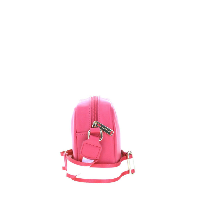 Crossbody Rosa Con Asa Línea Blanca