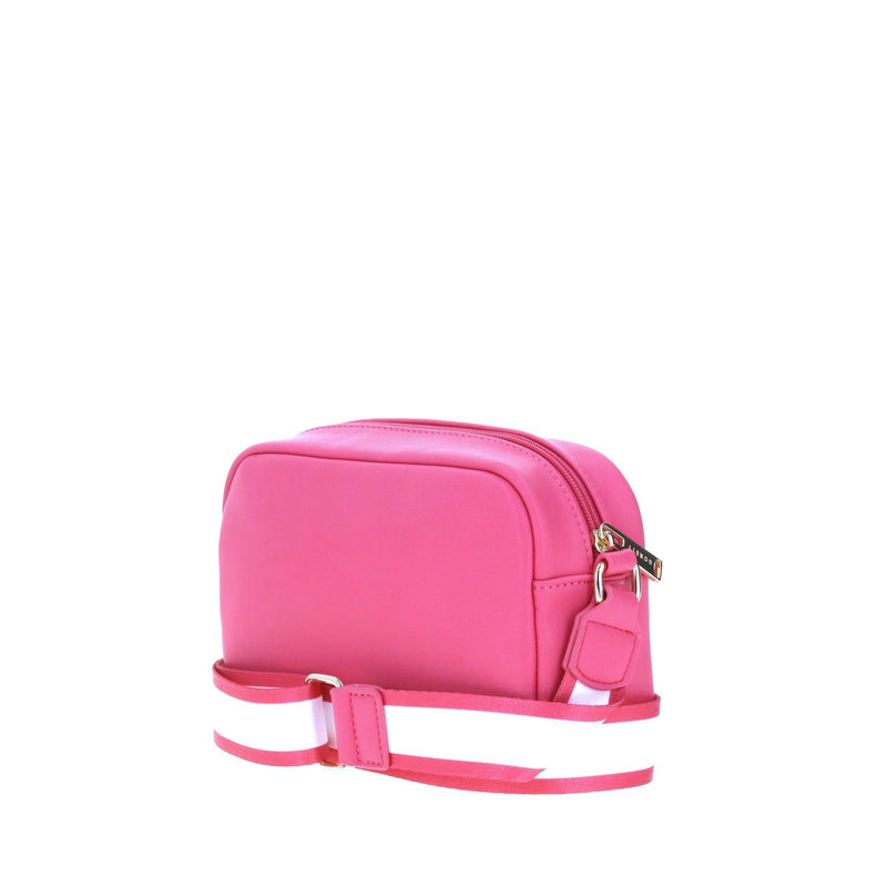 Crossbody Rosa Con Asa Línea Blanca