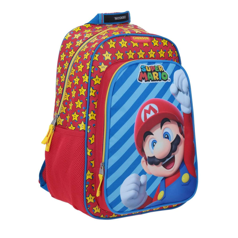 Mochila Grande Super Mario Azul Lineas