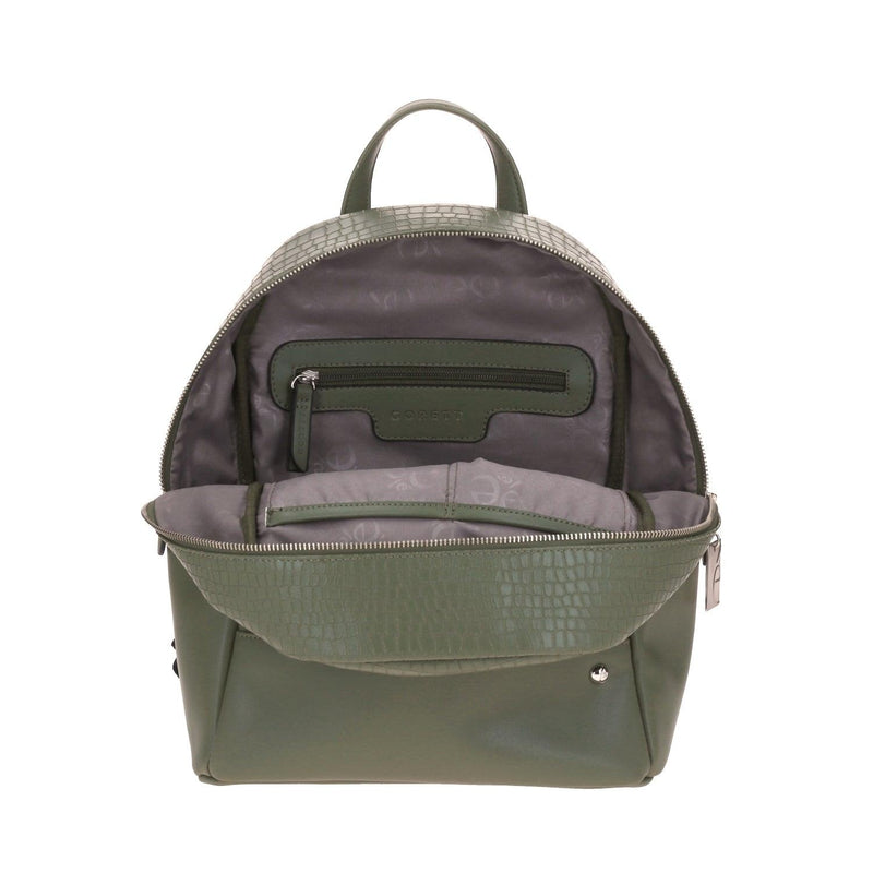 Mochila Gorett verde efecto cocodrilo