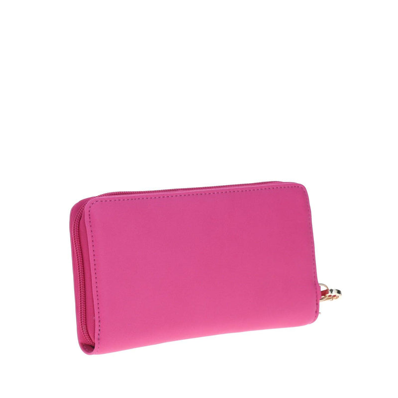 Cartera Rosa Con Mini Asa Línea Blanca